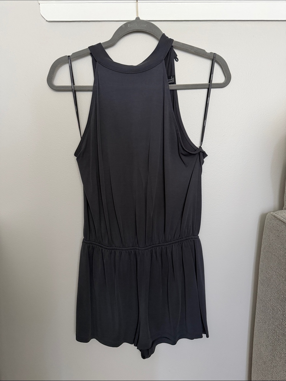 Forever 21 Charcoal Gray Sleeveless Halter Romper